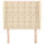 sengegavl med kanter 83x23x118/128 cm stof cremefarvet