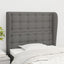sengegavl med kanter 93x23x118/128 cm stof mørkegrå