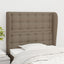 sengegavl med kanter 93x23x118/128 cm stof gråbrun