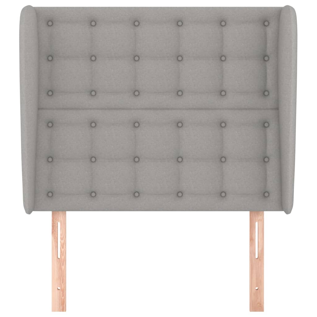 sengegavl med kanter 103x23x118/128 cm stof lysegrå
