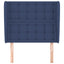 sengegavl med kanter 103x23x118/128 cm stof blå
