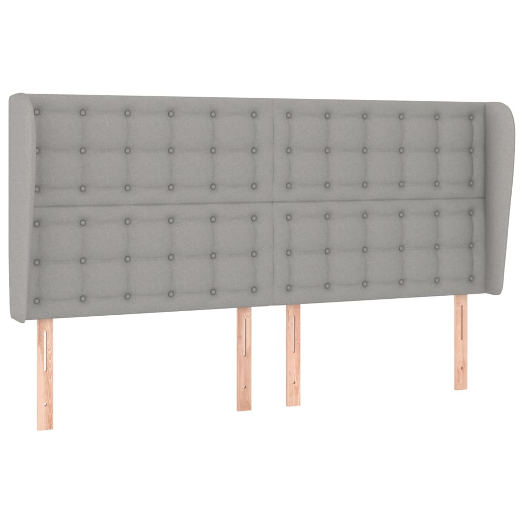sengegavl med kanter 183x23x118/128 cm stof lysegrå