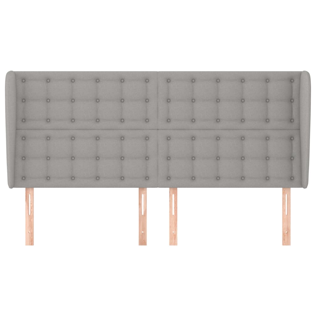 sengegavl med kanter 183x23x118/128 cm stof lysegrå