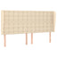 sengegavl med kanter 183x23x118/128 cm stof cremefarvet