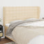 sengegavl med kanter 183x23x118/128 cm stof cremefarvet