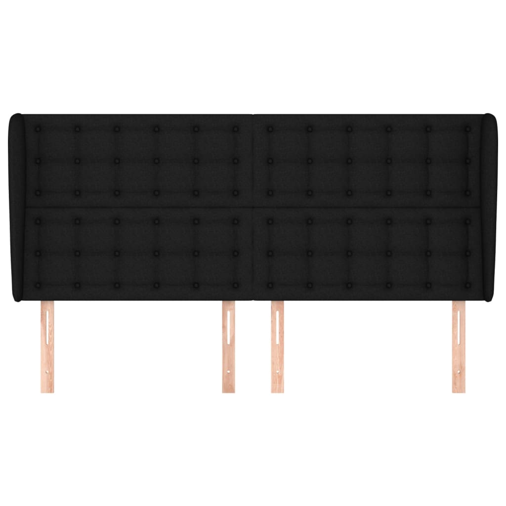 sengegavl med kanter 203x23x118/128 cm stof sort