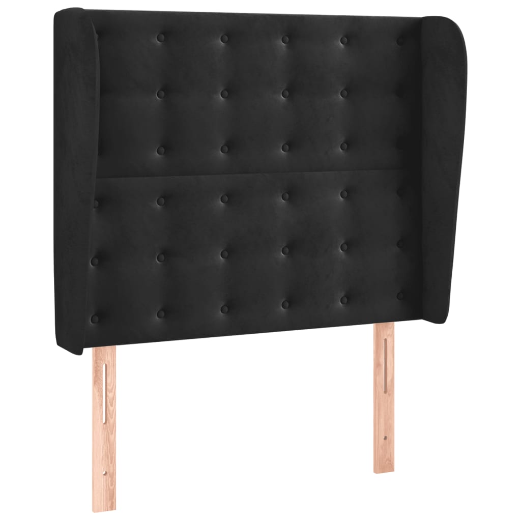 sengegavl med kanter 93x23x118/128 cm fløjl sort