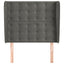 sengegavl med kanter 103x23x118/128 cm fløjl mørkegrå