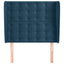 sengegavl med kanter 103x23x118/128 cm fløjl mørkeblå