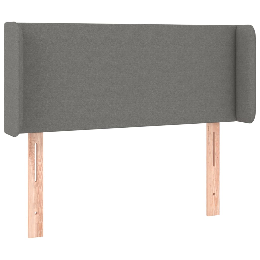 sengegavl med kanter 83x16x78/128 cm stof mørkegrå