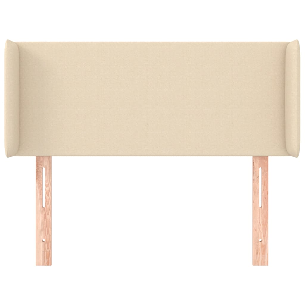 sengegavl med kanter 83x16x78/128 cm stof cremefarvet
