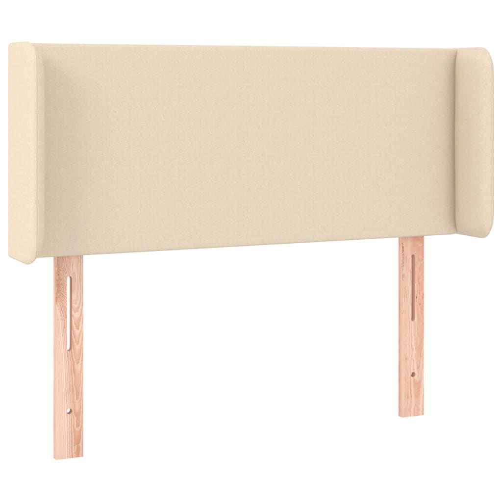 sengegavl med kanter 103x16x78/88 cm stof cremefarvet