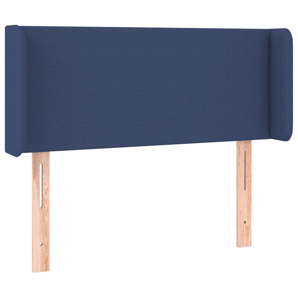 sengegavl med kanter 103x16x78/88 cm stof blå