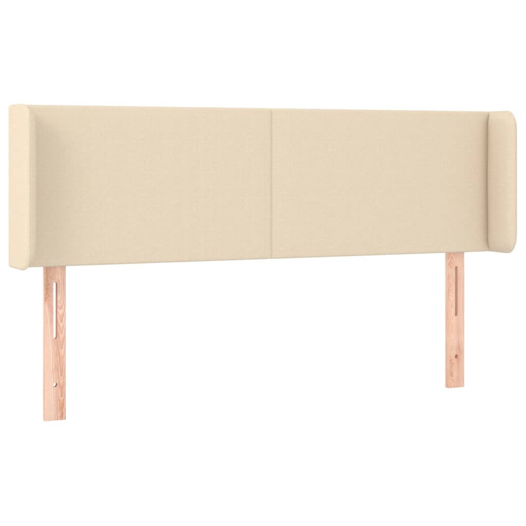 sengegavl med kanter 147x16x78/88 cm stof cremefarvet