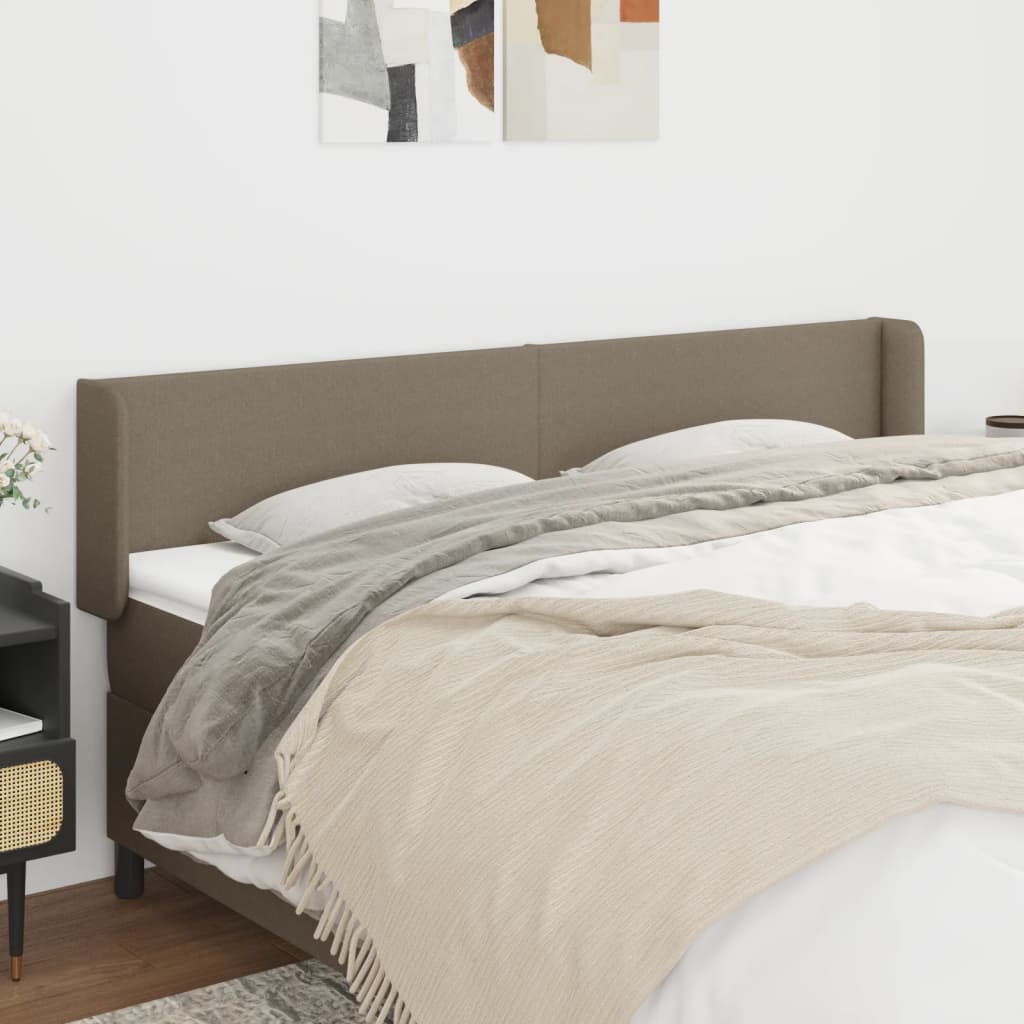 sengegavl med kanter 163x16x78/88 cm stof gråbrun