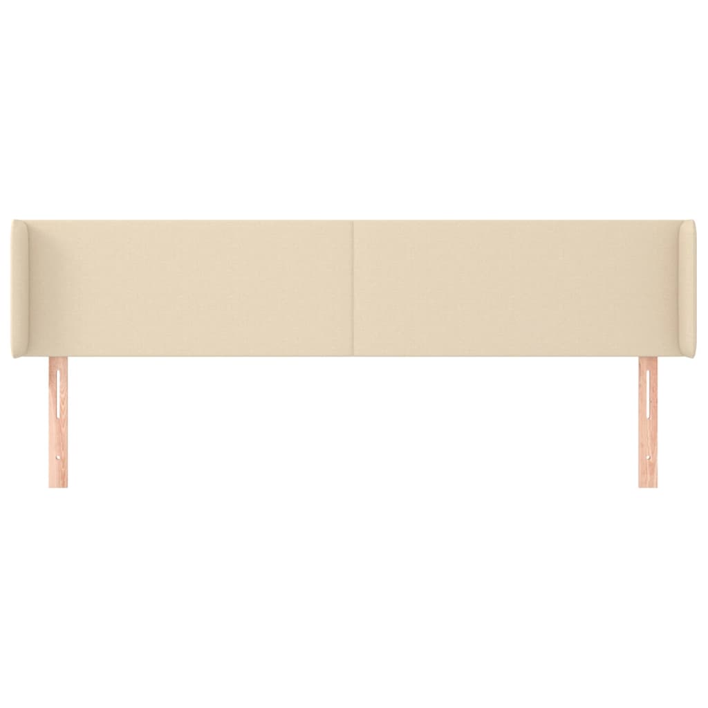 sengegavl med kanter 183x16x78/88 cm stof cremefarvet