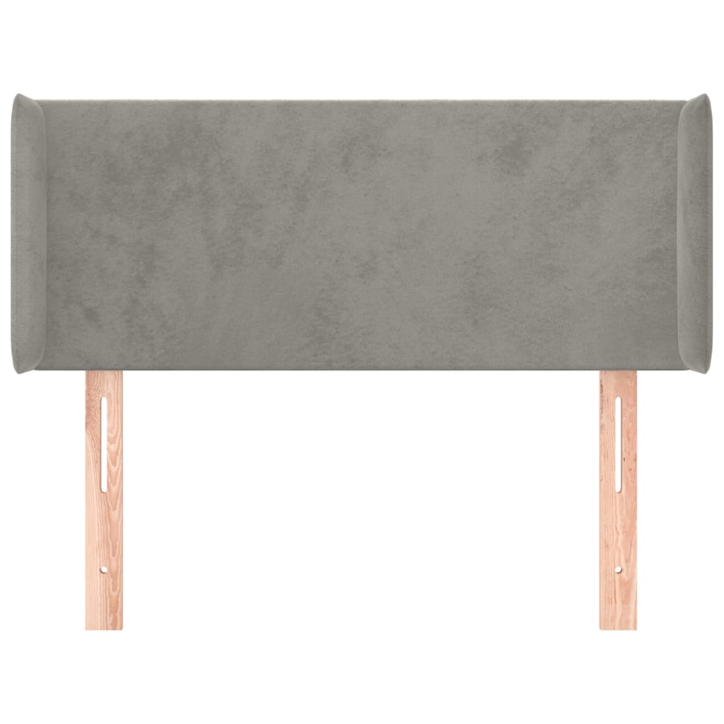 sengegavl med kanter 83x16x78/88 cm fløjl lysegrå