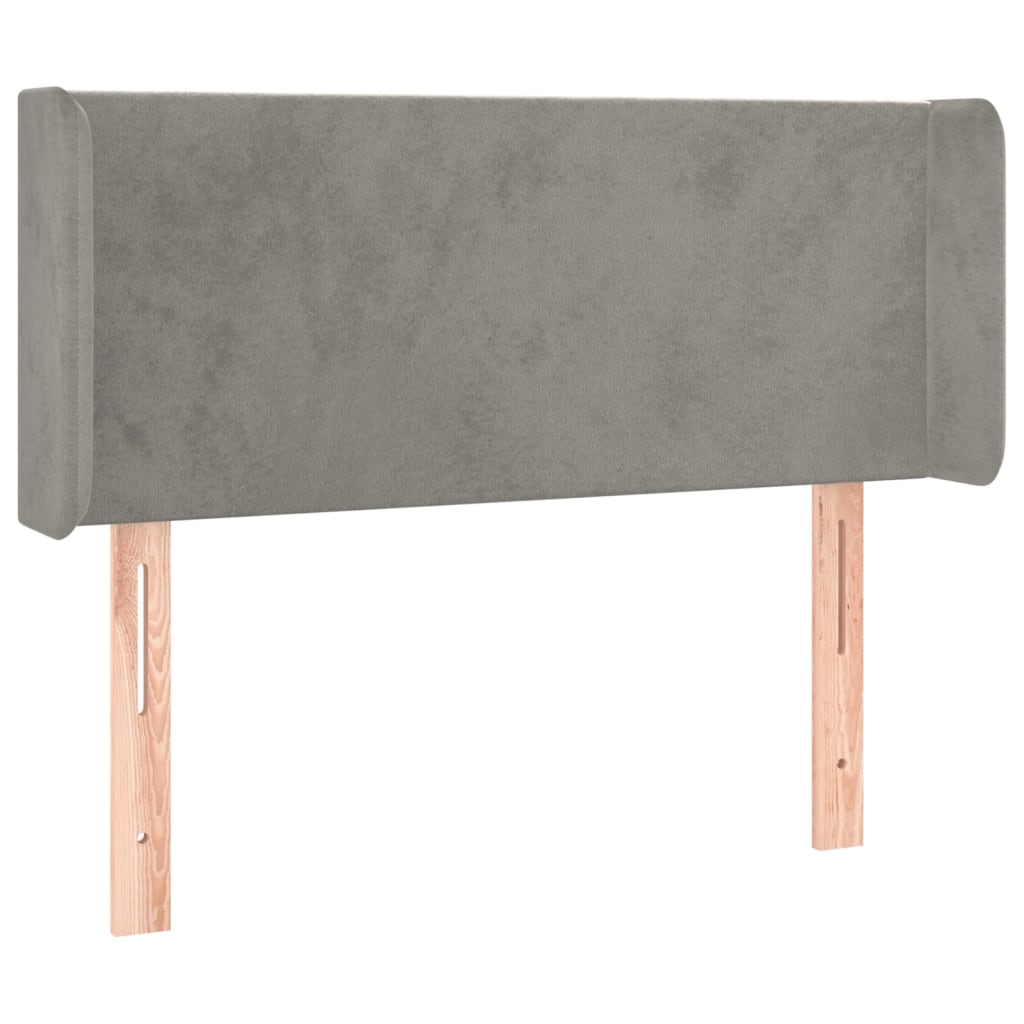 sengegavl med kanter 93x16x78/88 cm fløjl lysegrå