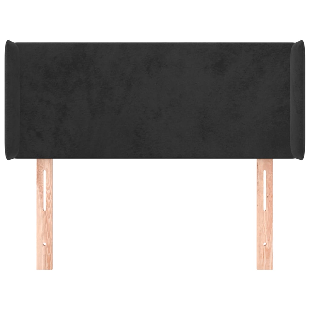 sengegavl med kanter 93x16x78/88 cm fløjl sort