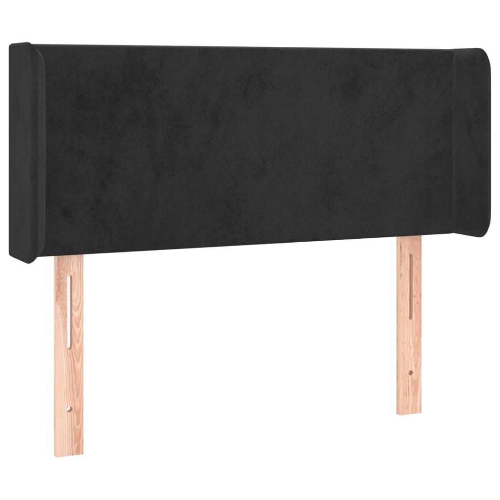 sengegavl med kanter 103x16x78/88 cm fløjl sort