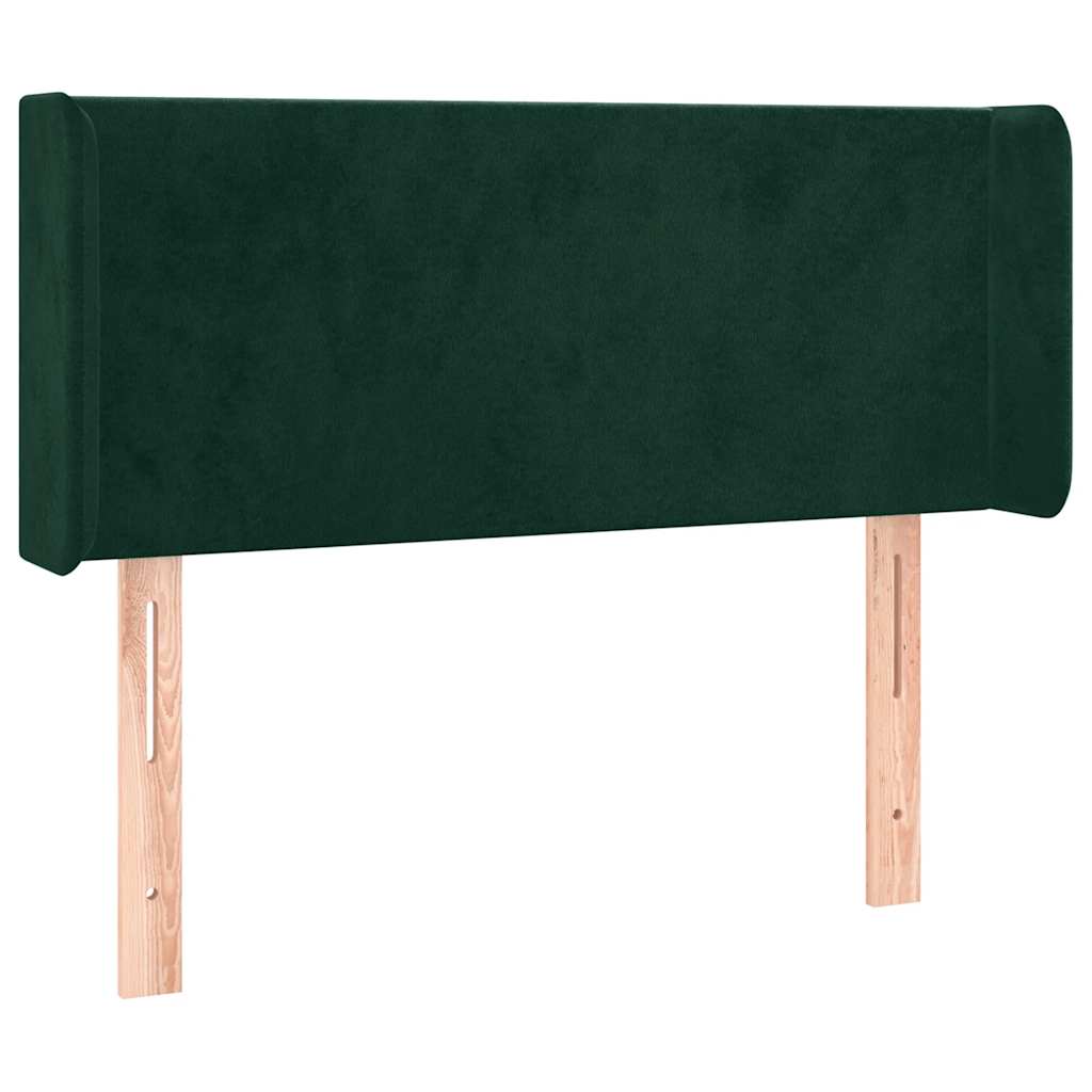 sengegavl med kanter 103x16x78/88 cm fløjl mørkegrøn