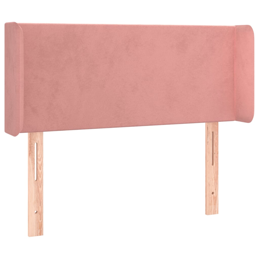 sengegavl med kanter 103x16x78/88 cm fløjl lyserød