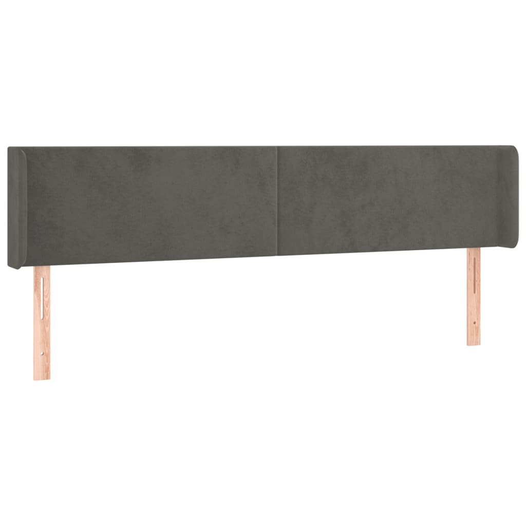 sengegavl med kanter 163x16x78/88 cm fløjl mørkegrå