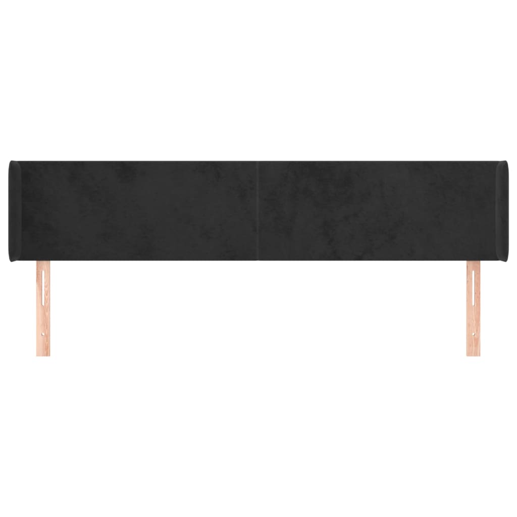 sengegavl med kanter 203x16x78/88 cm fløjl sort