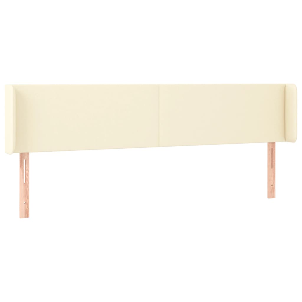 sengegavl med kanter 163x16x78/88 cm kunstlæder cremefarvet