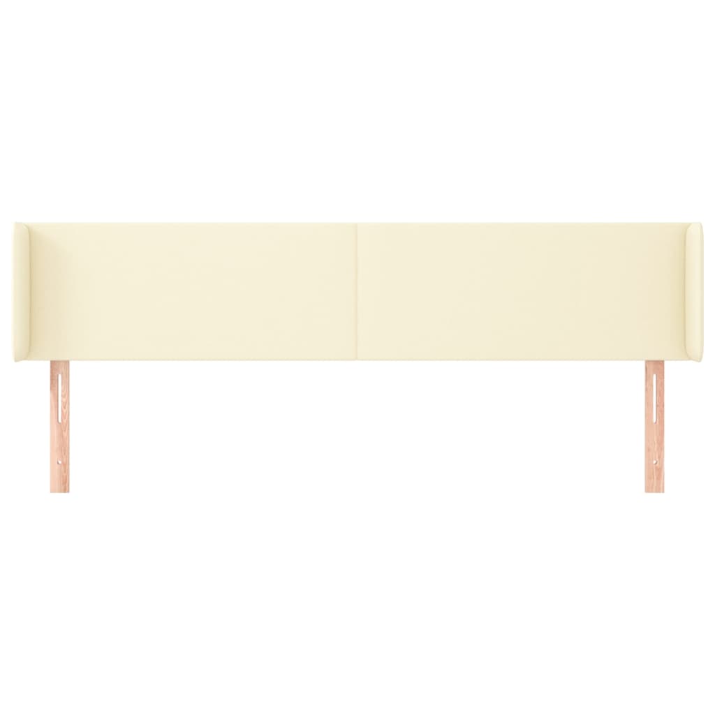 sengegavl med kanter 163x16x78/88 cm kunstlæder cremefarvet