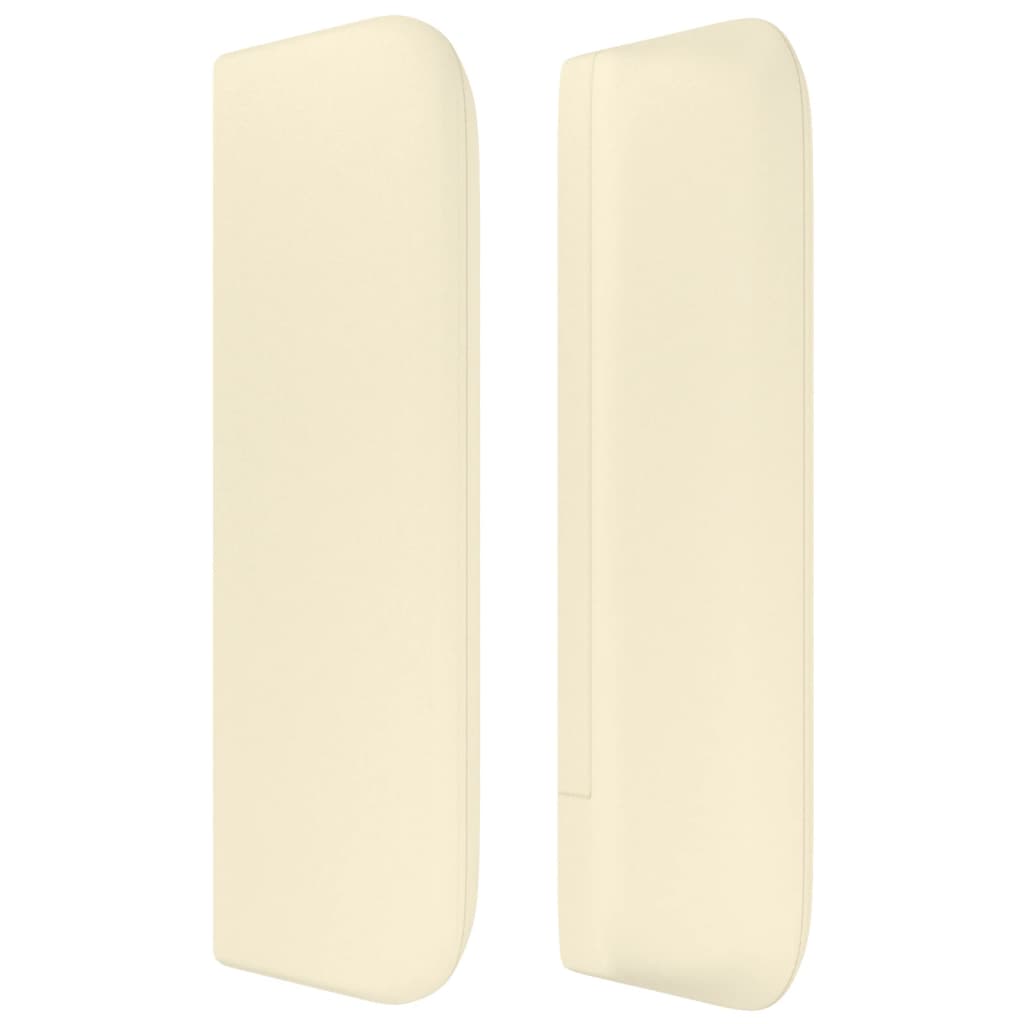 sengegavl med kanter 203x16x78/88 cm kunstlæder cremefarvet