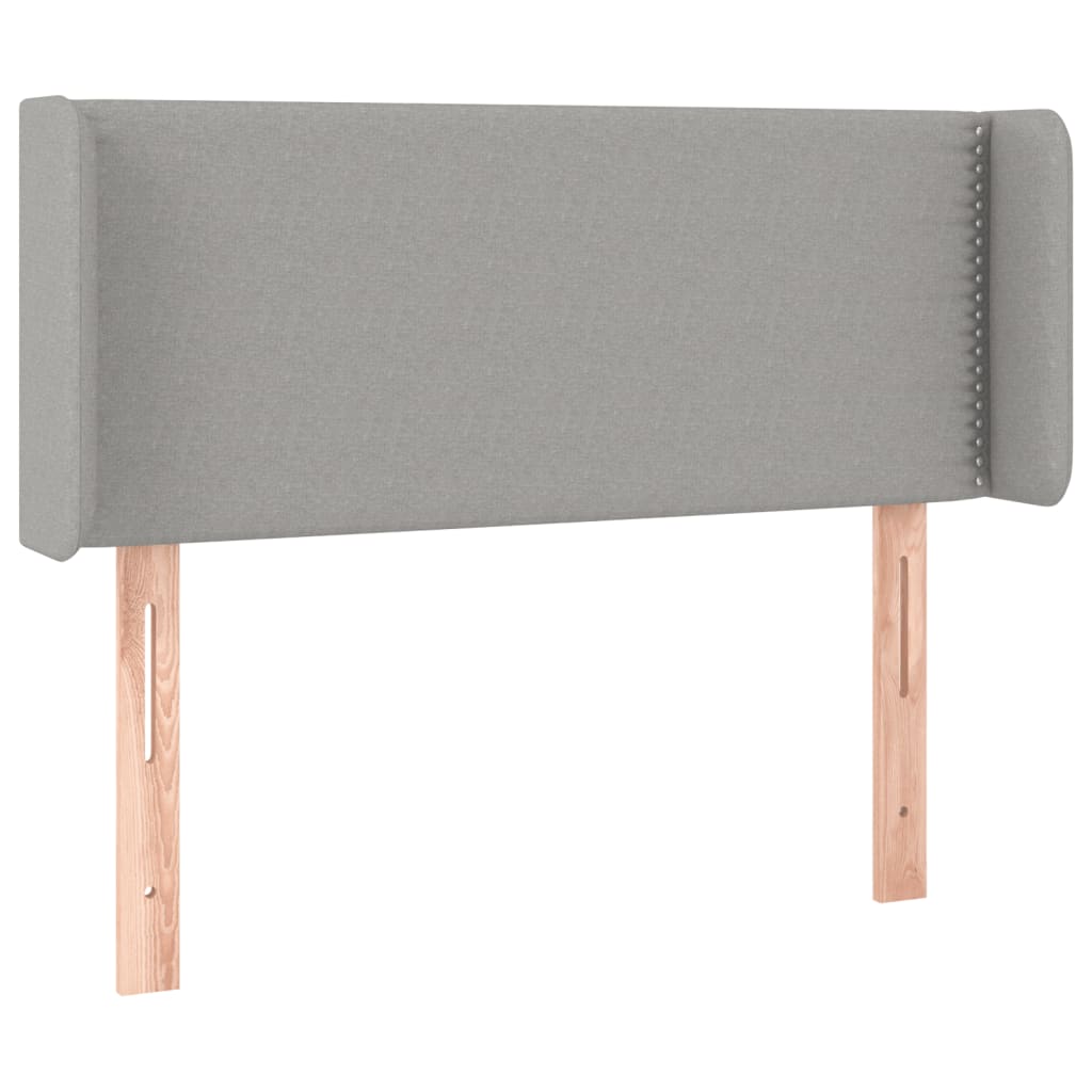sengegavl med kanter 93x16x78/128 cm stof lysegrå