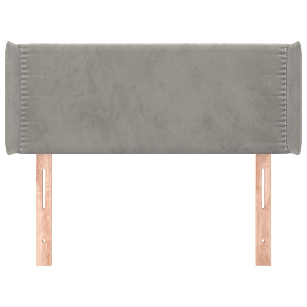 sengegavl med kanter 103x16x78/88 cm fløjl lysegrå