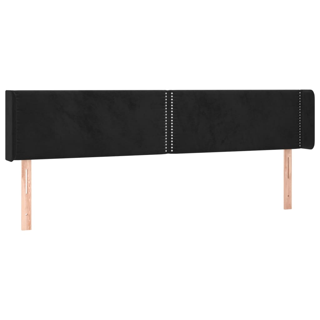 sengegavl med kanter 163x16x78/88 cm fløjl sort