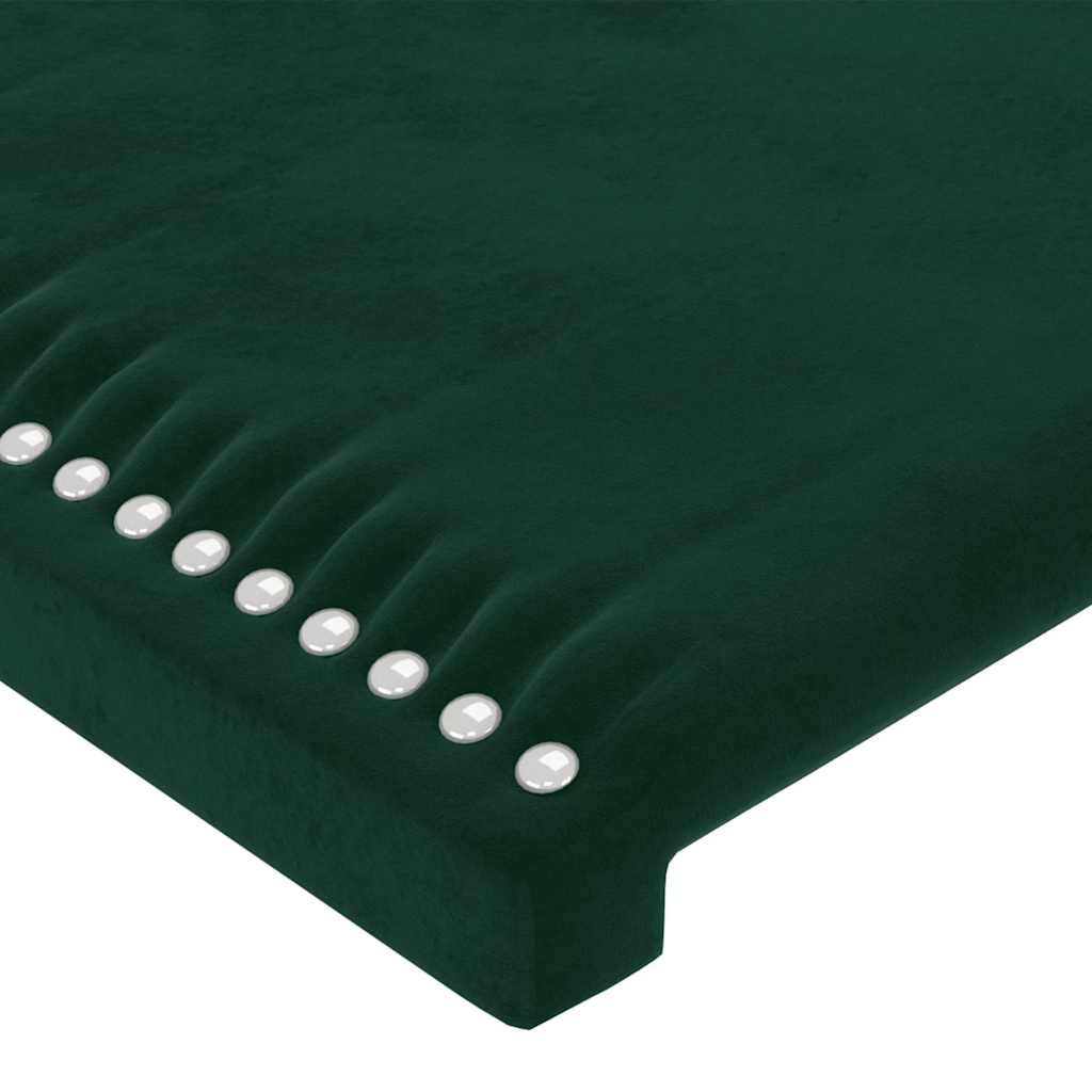 sengegavl med kanter 203x16x78/88 cm fløjl mørkegrøn