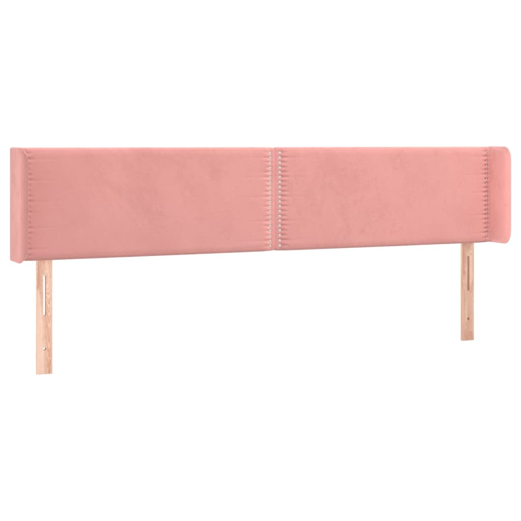 sengegavl med kanter 203x16x78/88 cm fløjl lyserød