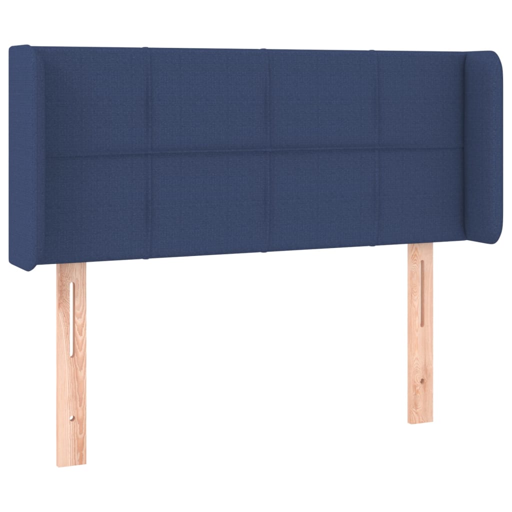 sengegavl med kanter 83x16x78/128 cm stof blå