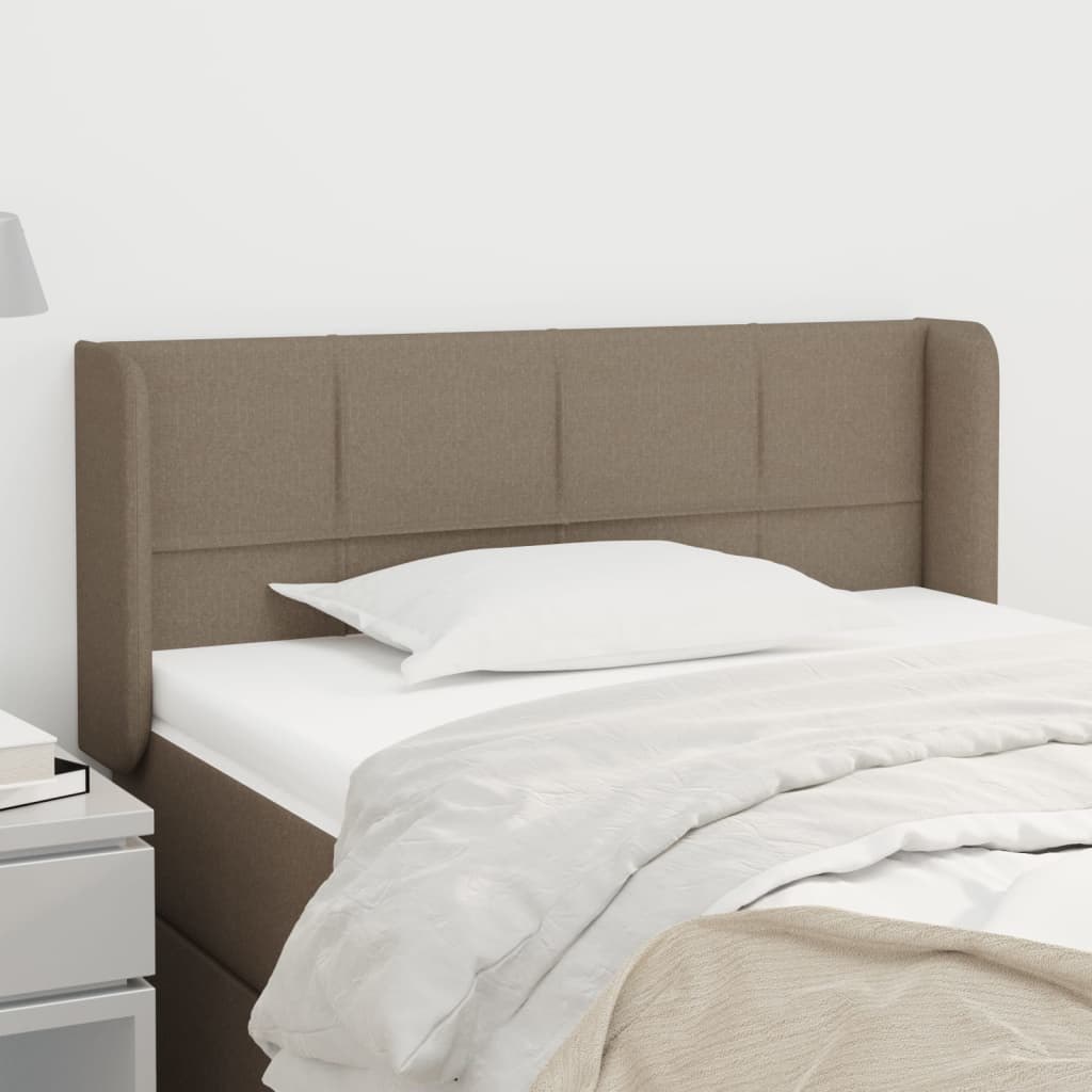 sengegavl med kanter 93x16x78/88 cm stof gråbrun