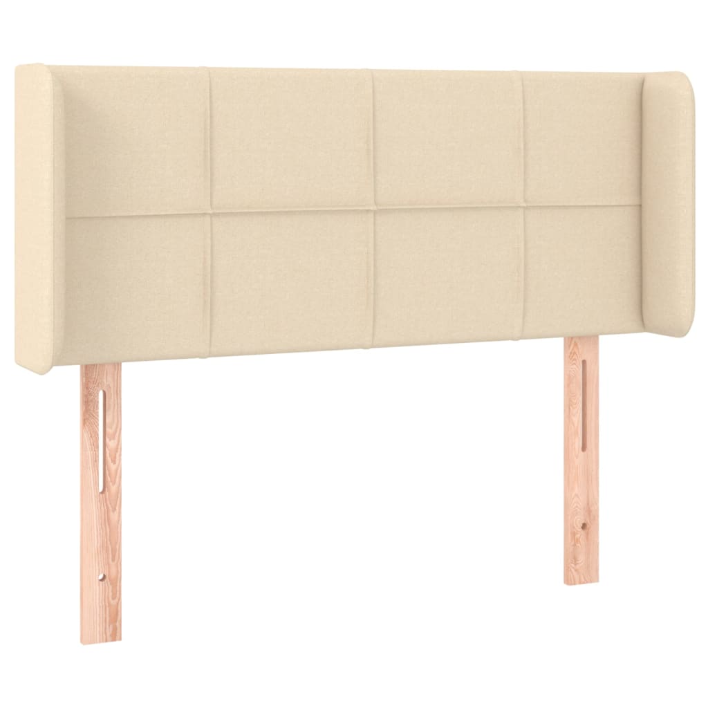 sengegavl med kanter 103x16x78/88 cm stof cremefarvet