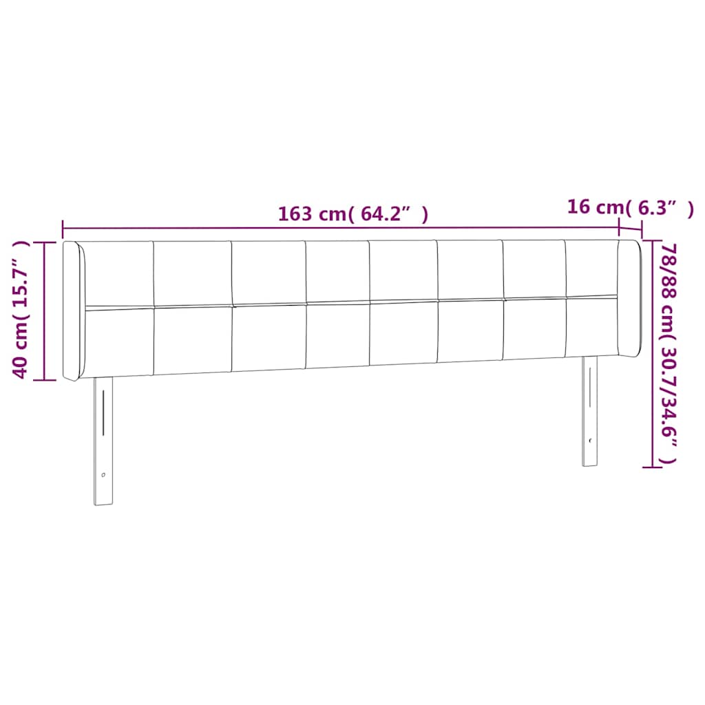 sengegavl med kanter 163x16x78/88 cm stof mørkebrun