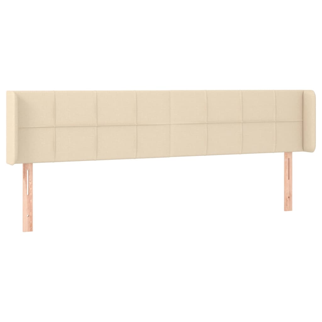 sengegavl med kanter 183x16x78/88 cm stof cremefarvet