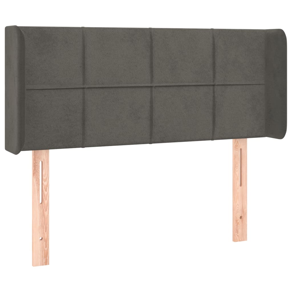 sengegavl med kanter 83x16x78/88 cm fløjl mørkegrå