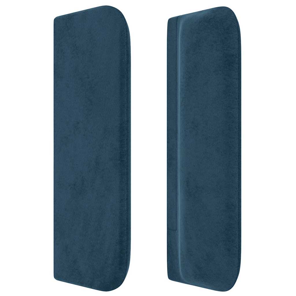 sengegavl med kanter 83x16x78/88 cm fløjl mørkeblå