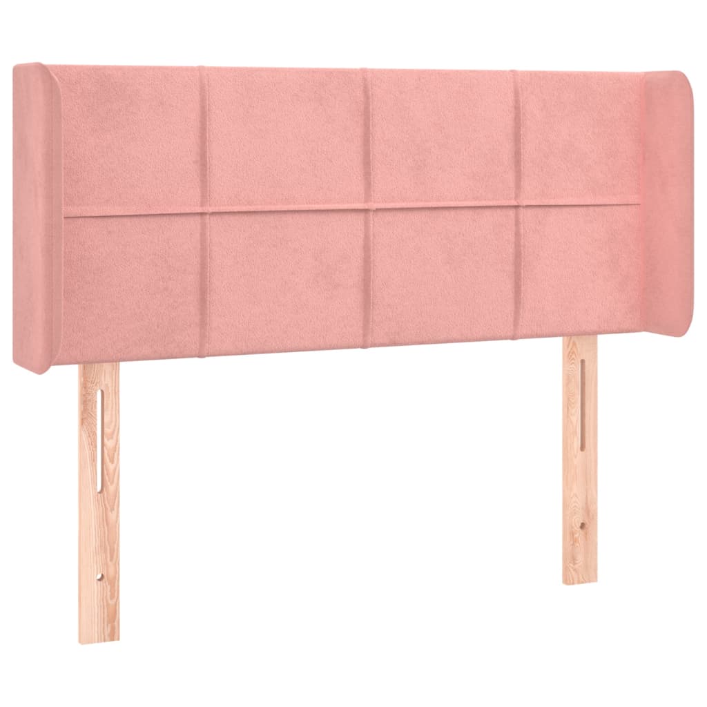 sengegavl med kanter 83x16x78/88 cm fløjl lyserød