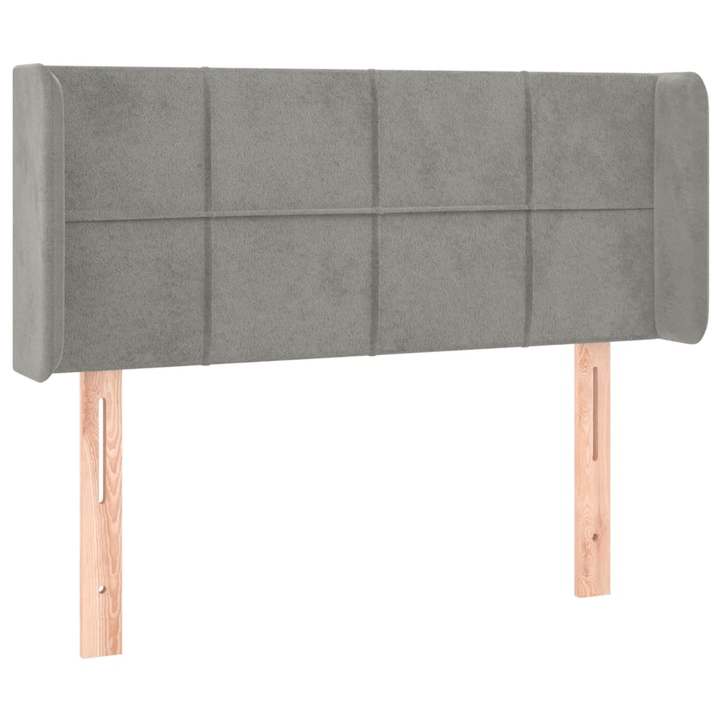 sengegavl med kanter 93x16x78/88 cm fløjl lysegrå