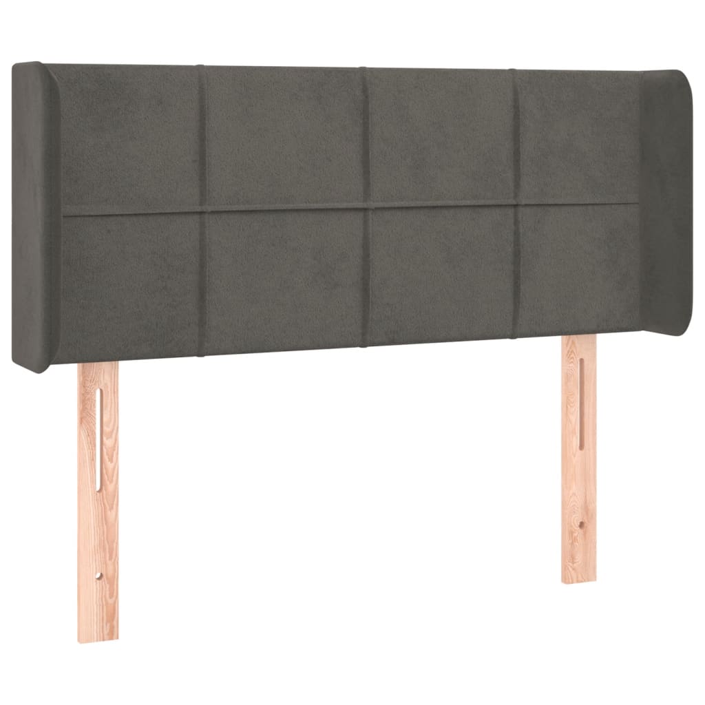 sengegavl med kanter 93x16x78/88 cm fløjl mørkegrå