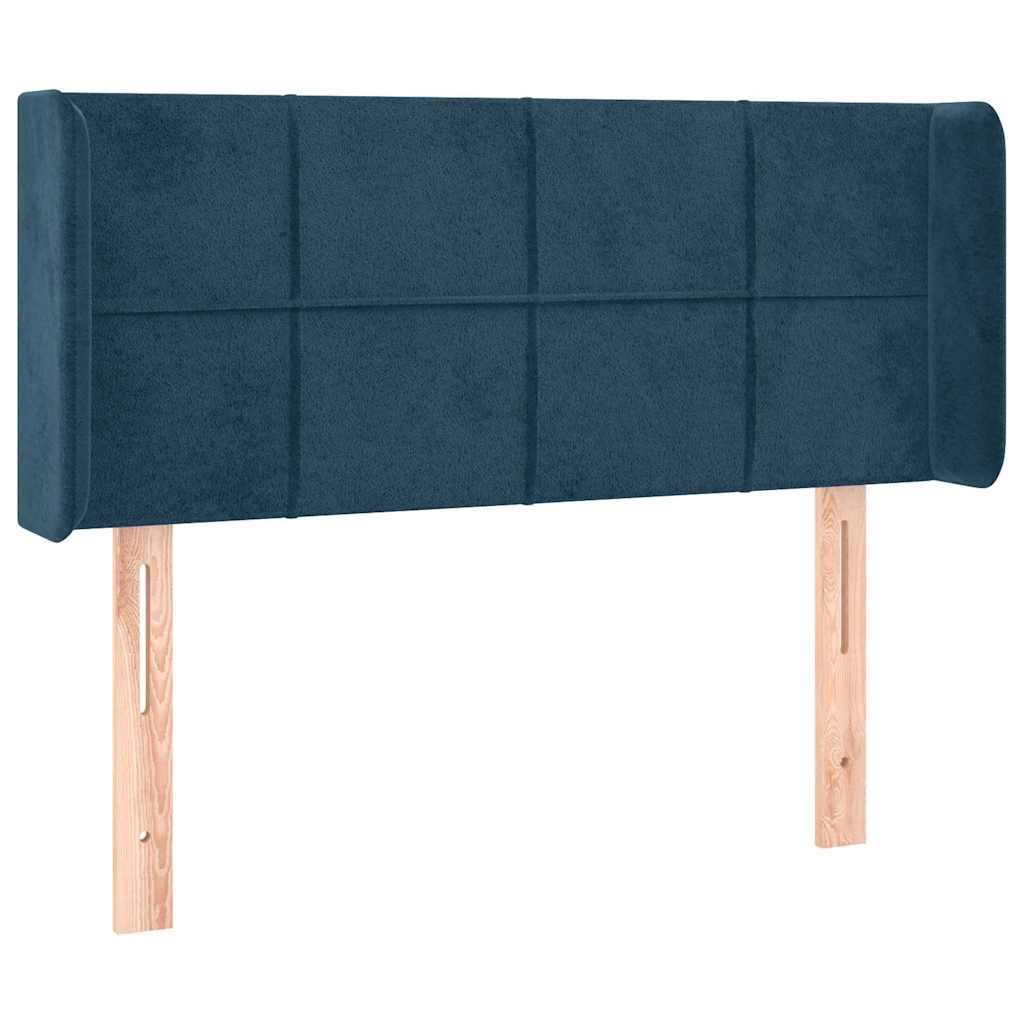 sengegavl med kanter 93x16x78/88 cm fløjl mørkeblå