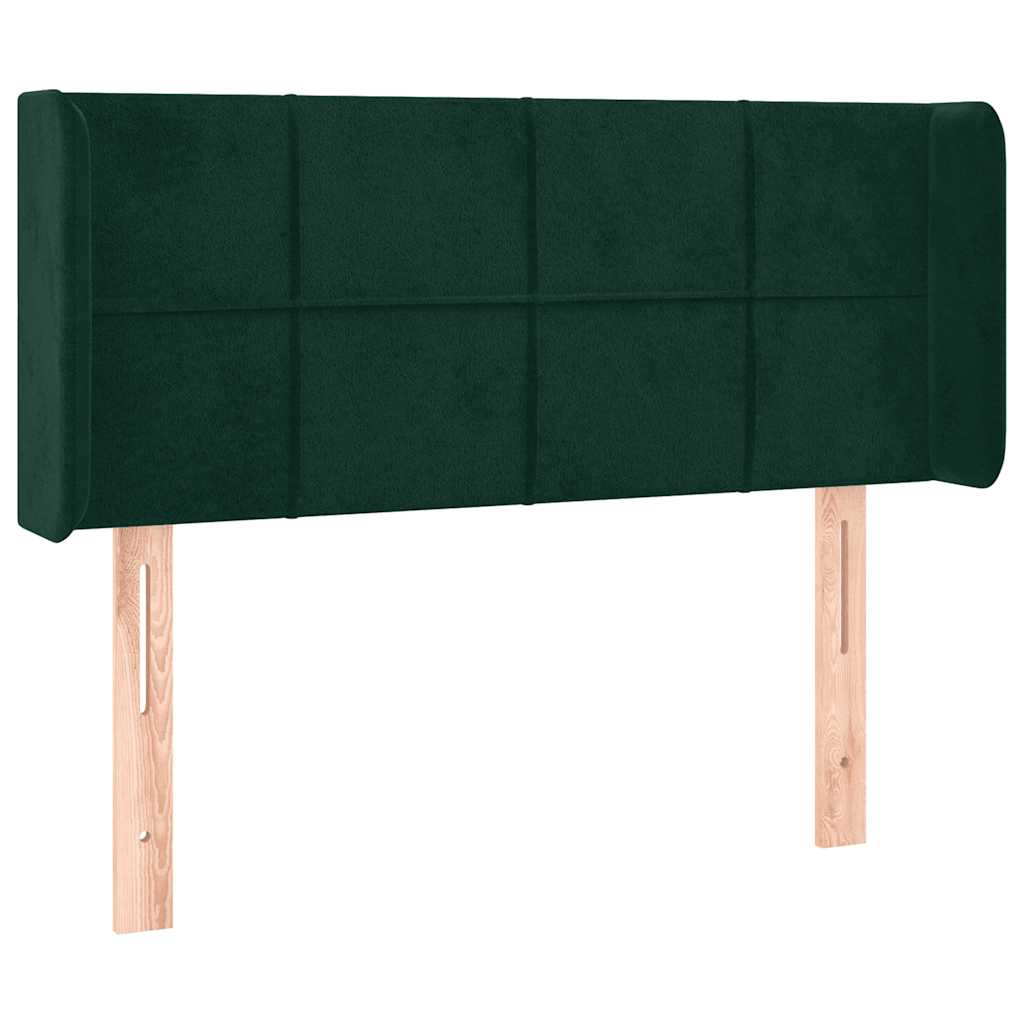 sengegavl med kanter 103x16x78/88 cm fløjl mørkegrøn