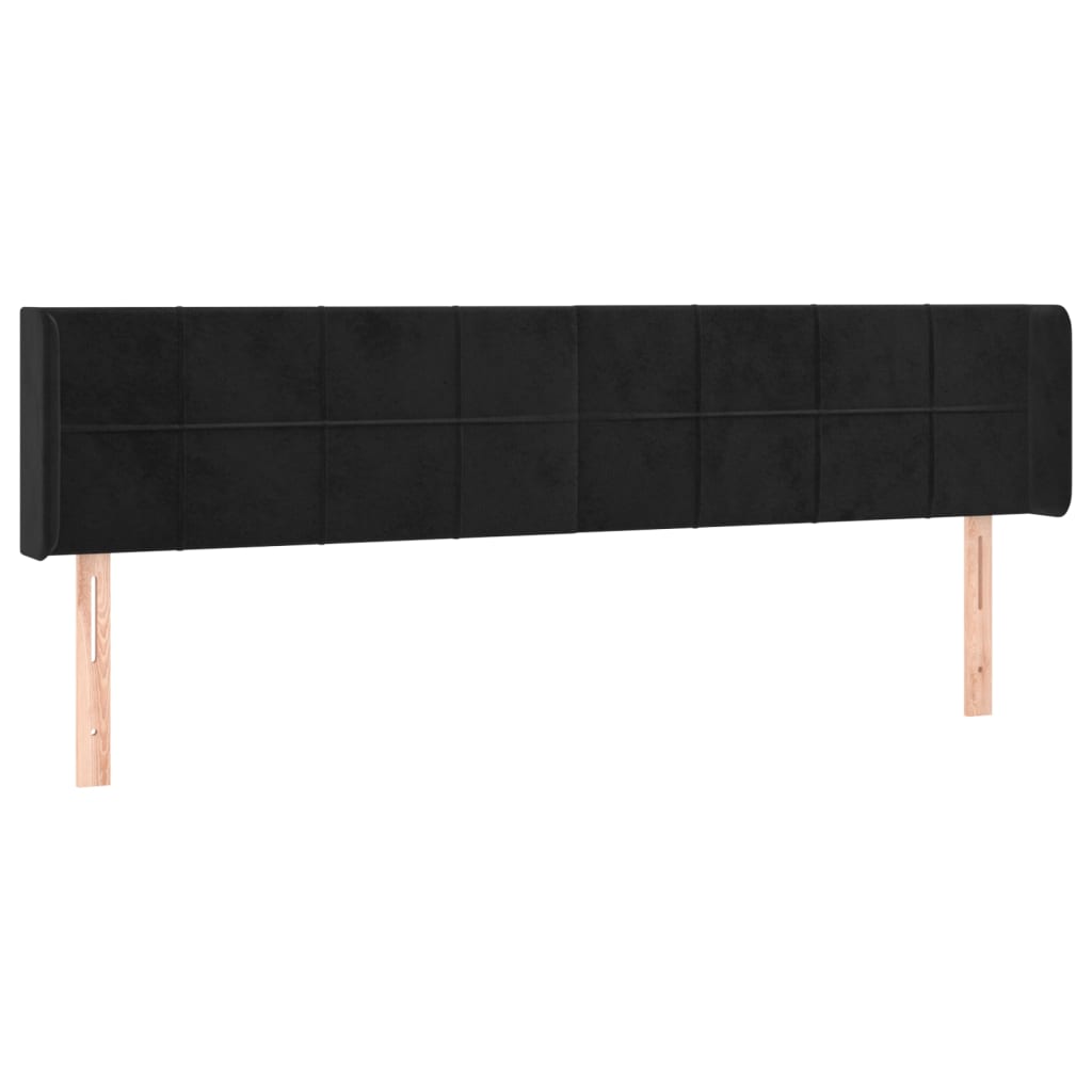 sengegavl med kanter 163x16x78/88 cm fløjl sort