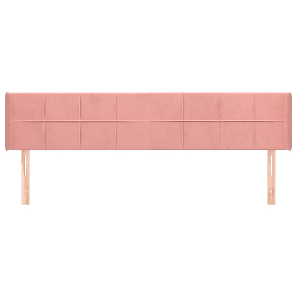 sengegavl med kanter 183x16x78/88 cm fløjl lyserød